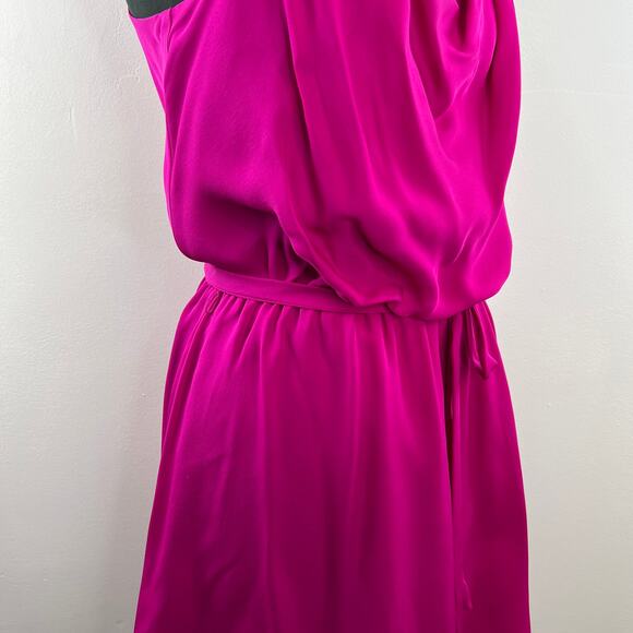Haute Hippie Fuschia Pink 100% Silk Sleeveless Cowl Neck Tie Waist Dress Size S - Picture 3 of 9